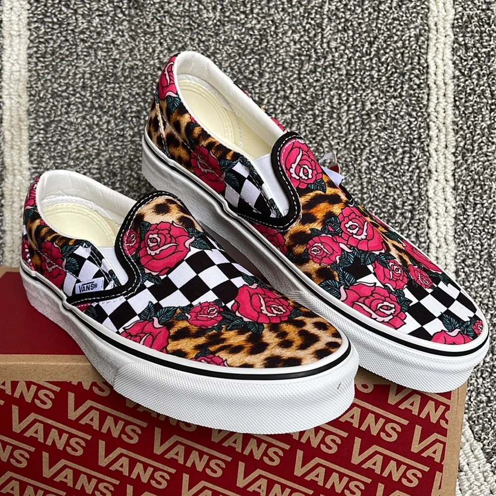 Vans Classic Slip-On Rose/Animal Check True White Multi WMNS - Picture 5 of 16